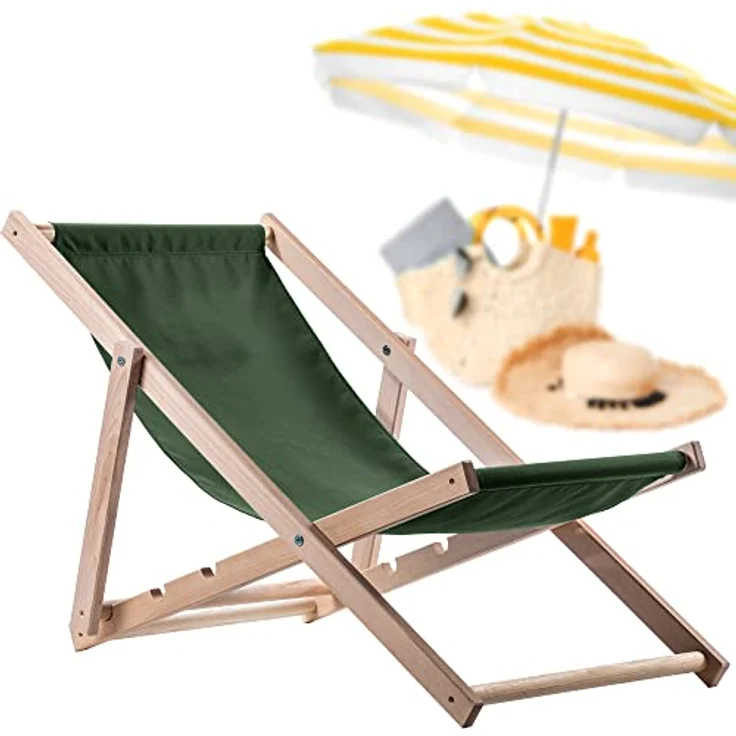 Kadax Holzliegestuhl, klappbar, Dunkelgrün, Buchenholz, 53x78 cm, robust und UV-beständig, bis 120 kg tragbar – Bild 11
