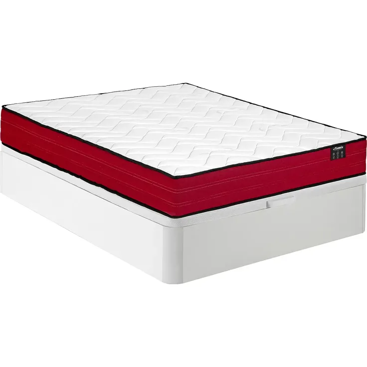 Vente-unique - JUBIA Set aus Matratze und Bettgestell StoffHolz, Platte Weiß - B 160 cm x H 20 cm30 cm x L 200 cm – Bild 2