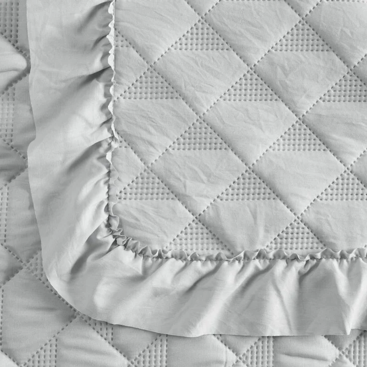 Tagesdecke Decke mit Rüschen Romantische Decke VANESA silber 170X210 cm – Bild 4