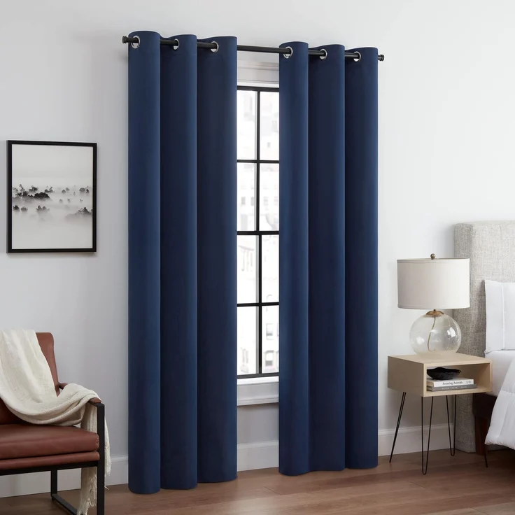 Eclipse Andover Vorhänge mit Ösen, dreifach gewebt, für Schlafzimmer, 106,7x160 cm, Marineblau