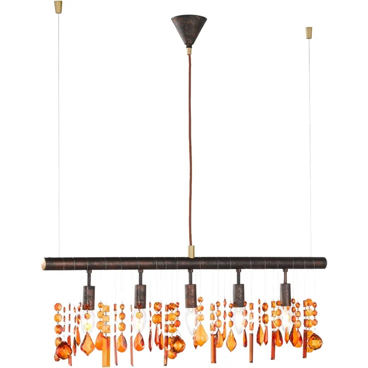 LED Hängeleuchte, 5 flammig, Metall braun, Kristall-Optik – Bild 1