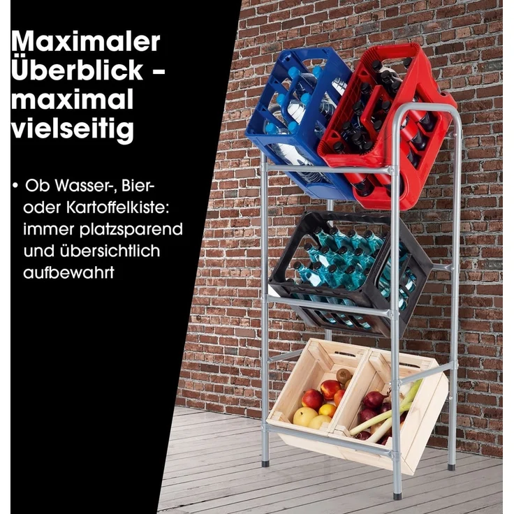EASYmaxx Getränkekisten-Regal 110x50x33cm silber Metall 2er-Set für 3 Kisten – Bild 3