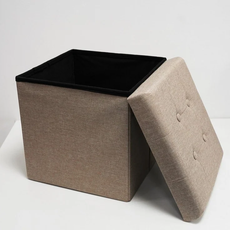 style home Sitzhocker mit Stauraum faltbare Sitzwürfel (Sitztruhe aus Leinen), gepolstert Sitzbank Fußhocker für Wohnzimmer Schlafzimmer – Bild 3