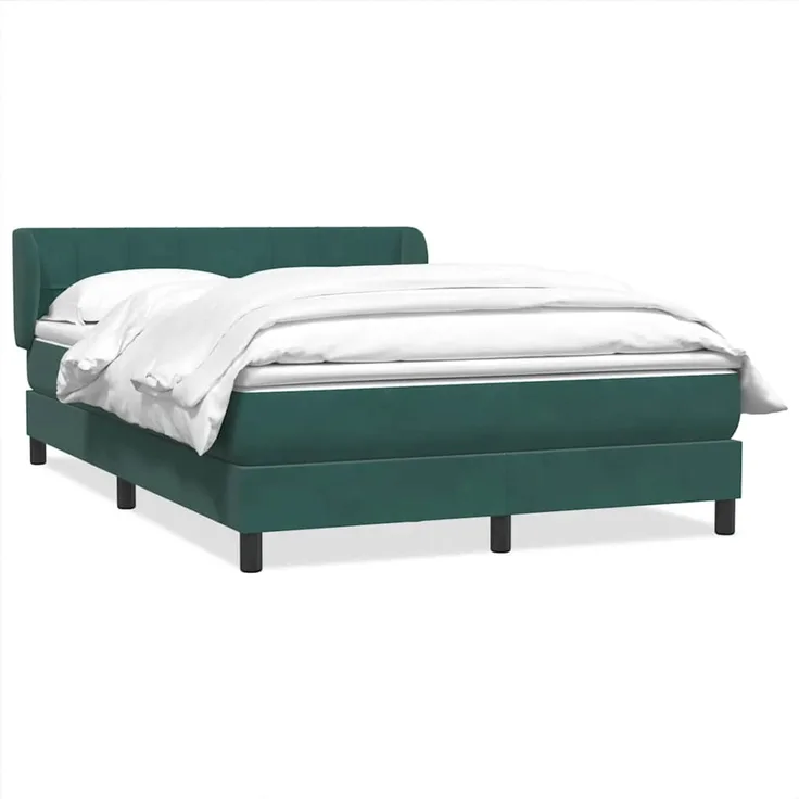 vidaXL Boxspringbett mit Matratze Dunkelgrün 160x220 cm Samt 3317574