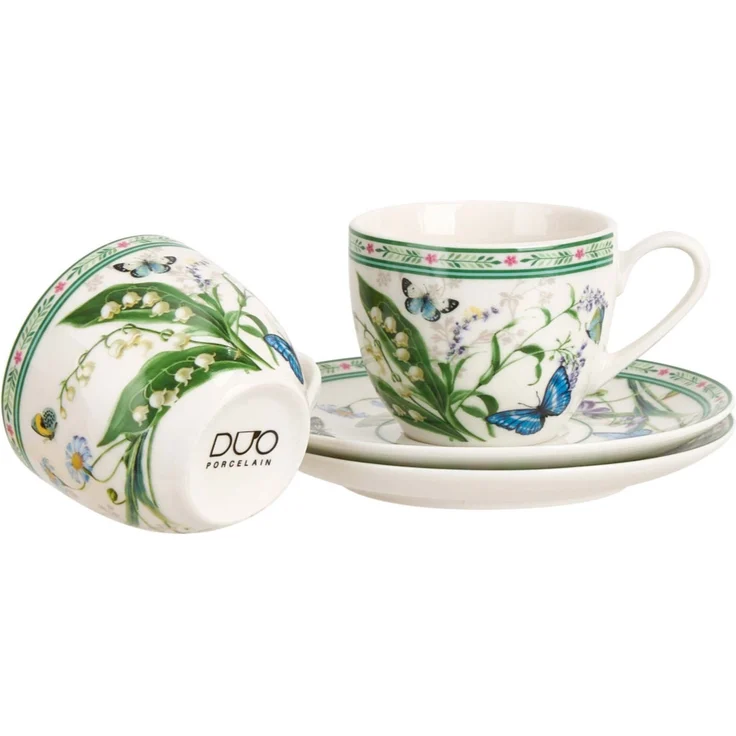 DUO 2er-Set Espressotassen FLOWER DREAM, 90 ml mit Untertassen, New Bone China Porzellan – Bild 3