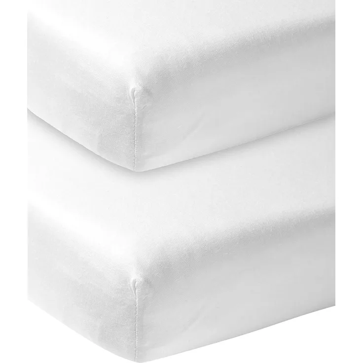 Meyco Jersey Spannbetttuch 50x90 cm Weiß 2 Stück Weiß