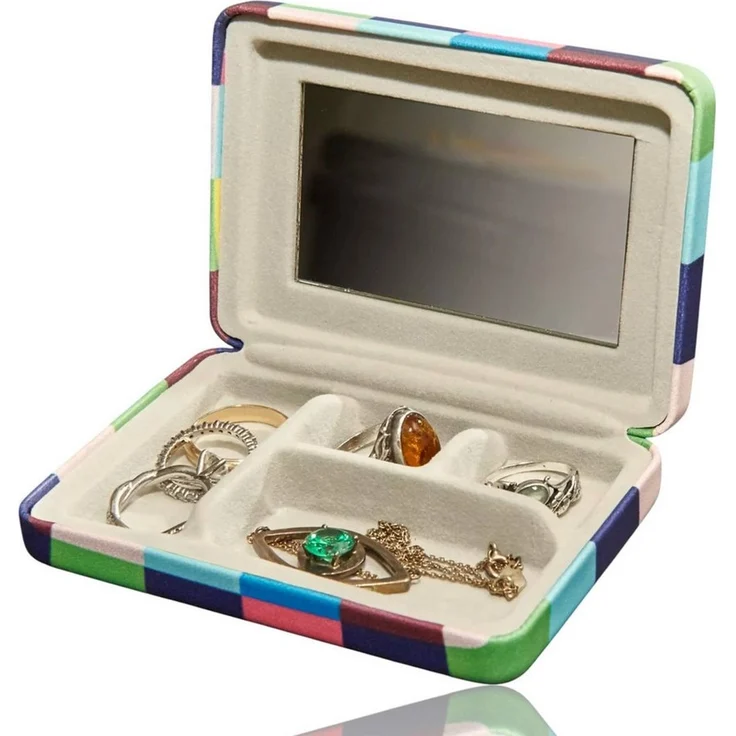 WestCraft Schmucketui tragbares kleines Schmuckkästchen Etui, Reise Schmuckaufbewahrung, Schmuckschatulle Reise Mini Jewelry Box für Ringe, Ohrringe, Halskette – Bild 4
