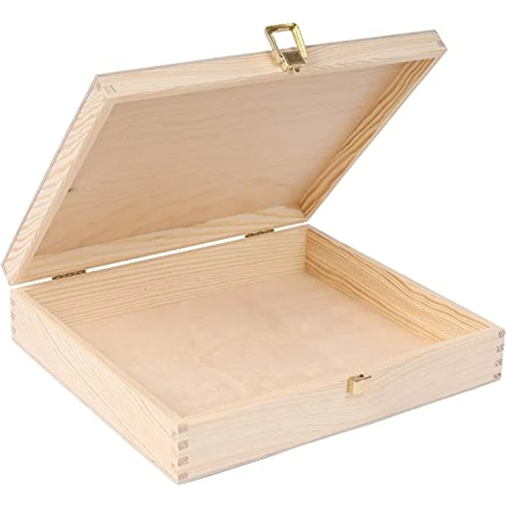 Creative Deco Holzkiste Holzkiste mit Deckel und Schloss, Erinnerungsbox – Bild 1