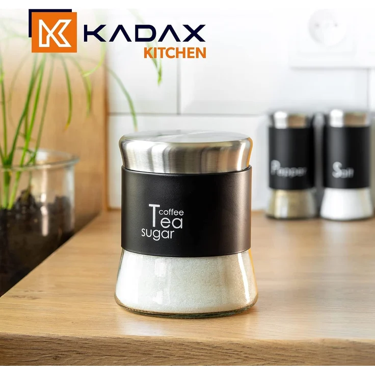 KADAX Glasbehälter für Kaffee, Tee, Zucker, mit Deckel, Schwarz, 750 ml – Bild 8