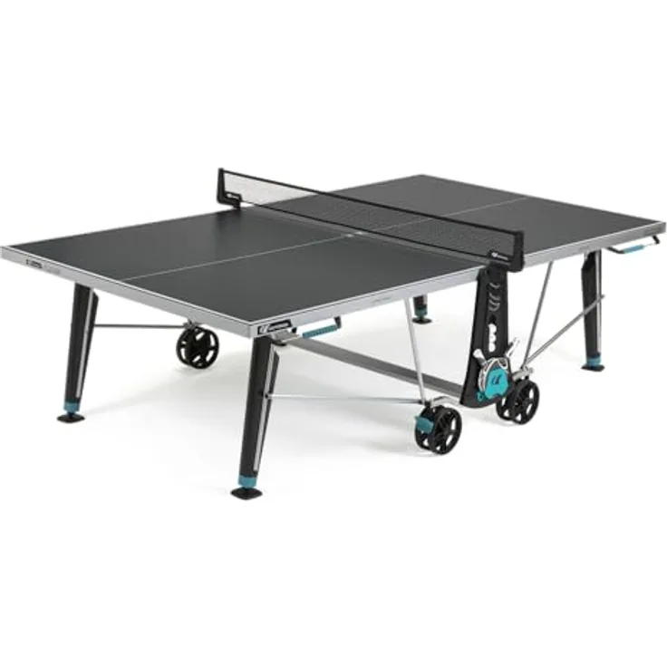 Cornilleau Outdoor Tischtennisplatte 400X, blendfreie Melaminharzplatte, DSI-Verriegelungsmechanismus, höhenverstellbare Füße, schwarz