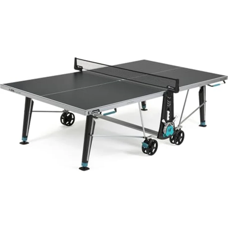 Cornilleau Outdoor Tischtennisplatte 400X, blendfreie Melaminharzplatte, DSI-Verriegelungsmechanismus, höhenverstellbare Füße, schwarz – Bild 1