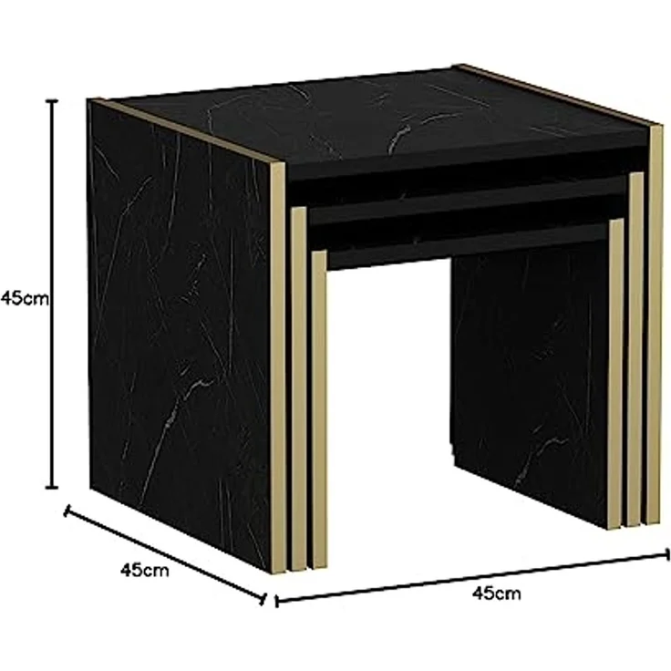 Homemania Home Mania Couchtisch, Melaminspanplatte, Schwarz, Gold, 49 x 45 x 45 cm – Bild 5