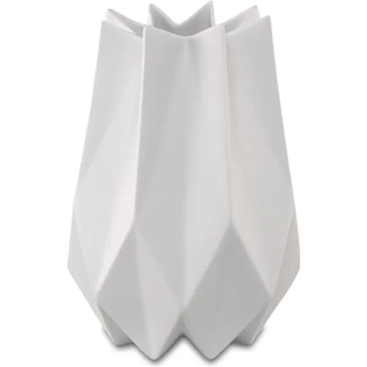 Goebel Polygono Star Vase 27 cm, weiße Porzellanvase mit moderner Dreieck-Fragmentierung
