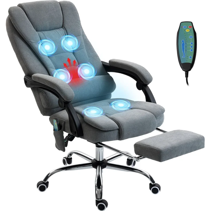 MELAYR, Beheizbarer und massierender Bürostuhl, Höhenverstellbar, 77 x 35 x 57,5 cm, Dunkelgrau – Bild 1