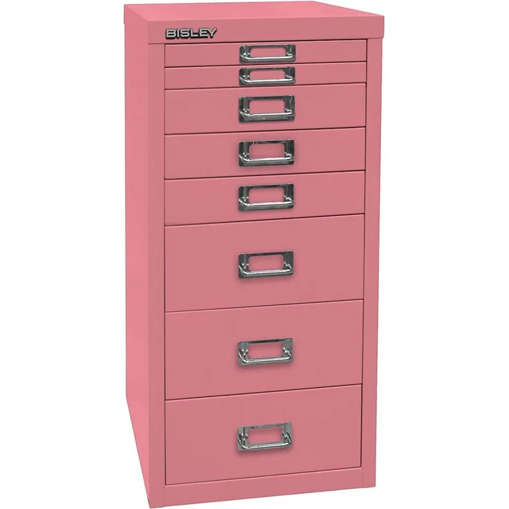 BISLEY MultiDrawer, 29er Serie, DIN A4, 8 Schubladen, Metall, 601 Pink, 38x27. 9x59 cm