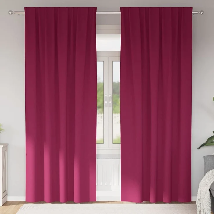 vidaXL Verdunkelungs-Vorhänge mit Ringen 2 Stk. Weinrot 245 x 140 cm 4107466 – Bild 1