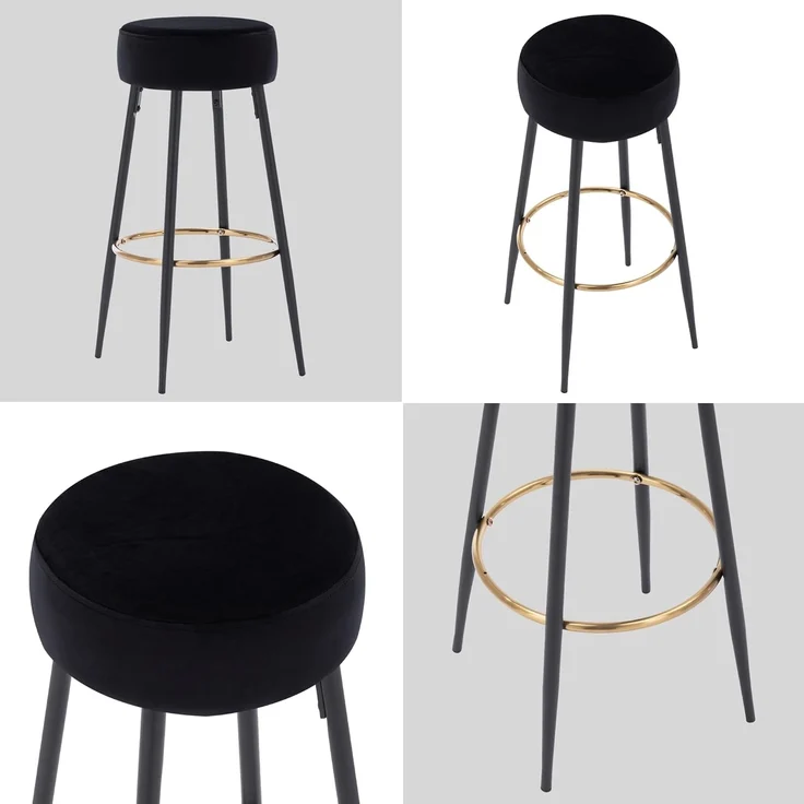 Duhome Barhocker (5168F), Barstühle 2er Set Runde Tresenhocker Samt Bistrohocker mit Fußstütze – Bild 4