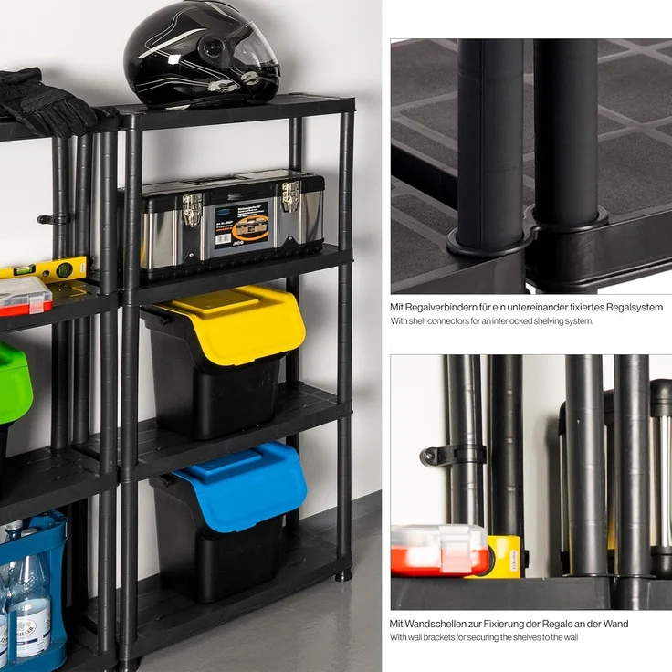 Set: 2 x KREHER Haushaltsregal 12" mit vier geschlossenen Böden in Schwarz – Bild 5