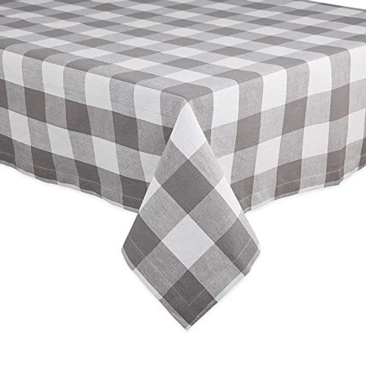 DII Buffalo Check Collection Klassische Tischdecke, 60x120 cm, Grau & Weiß – Bild 3