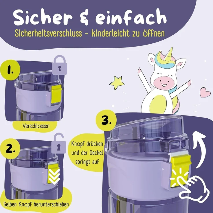 BEARFOOT Trinkflasche Trinkflasche Kinder, leichte Wasserflasche - Logo lila – Bild 7