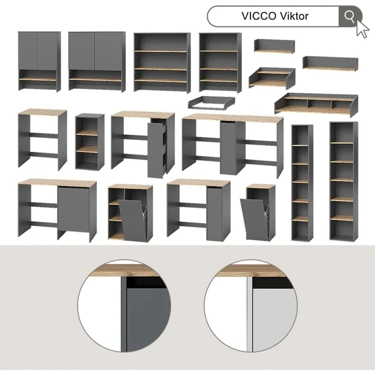 Waschmaschinenschrank Viktor Weiß/Artisan-Eiche 93.6 x 88.2 cm 2 Teile mit Rollregal Vicco – Bild 8