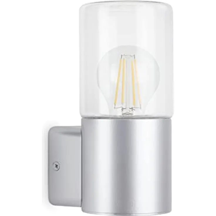 TELEFUNKEN Außenleuchte 320504TF, Wandleuchte IP44 mit E27 Fassung, max. 12W, Silberfarbig, 195x85x110 mm