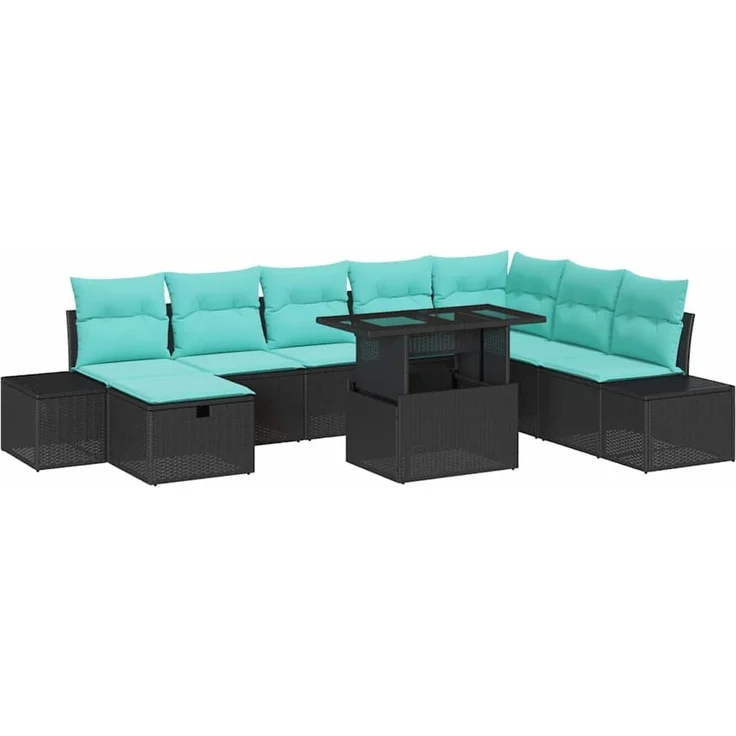 vidaXL Gartensofa-set 9 stk. Schwarz Poly-Rattan 3361235 – Bild 2