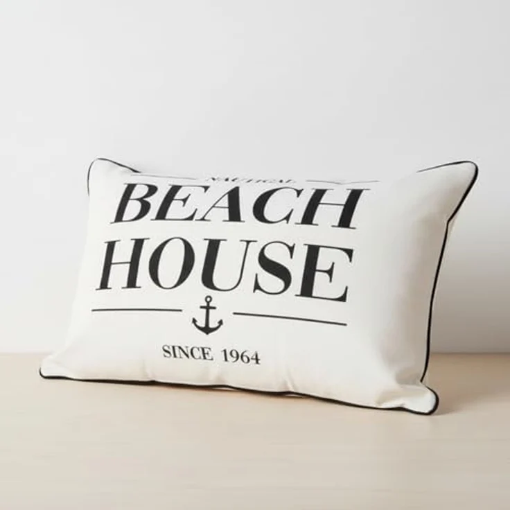 BOLTZE Dekokissen Kissen NAUTIC schwarz weiß 50x30cm maritimes Dekokissen Beach House – Bild 2