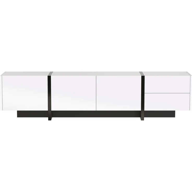 TV-Schrank 190x45x35 cm in Hochglanz Weiß und Schwarz mit Türen und Schubladen – Bild 7