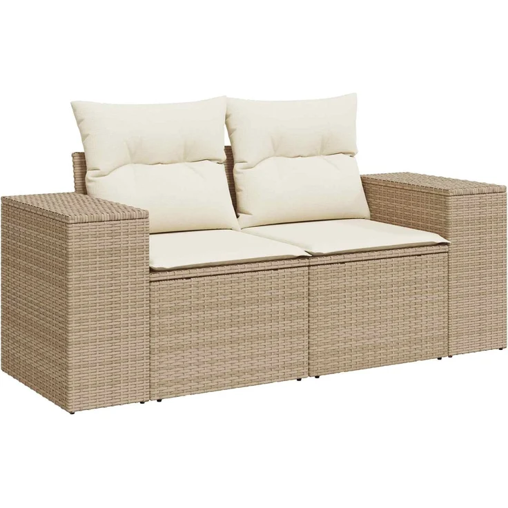 vidaXL Sofa Set 6 stk. Beige und Cremeweiß Polyrattan und Stahl 3447580 – Bild 3