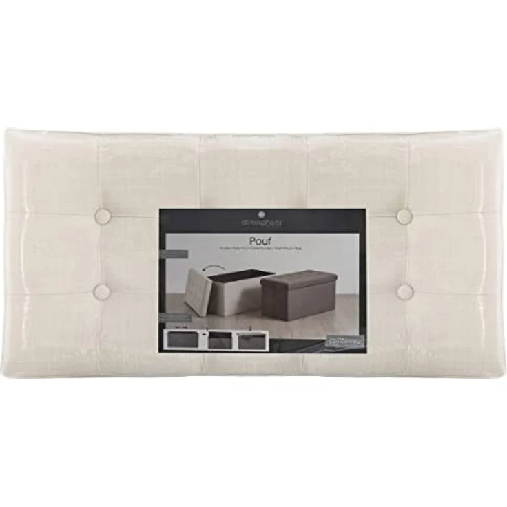 Atmosphera - Lysandre Beige 2-Sitzer Klappbank mit Stauraum - 76 x 38 x 38 cm, gepolsterter Sitz - Für Wohnzimmer, Schlafzimmer, Flur – Bild 5