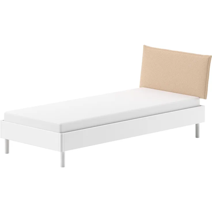 Einzelbett >Buche Massiv< in Buche massiv weiß lackiert - 100x85,5x211,5 (BxHxT)