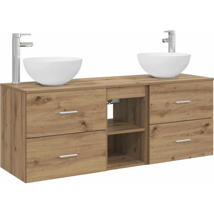 vidaXL Badezimmerschrank-Set 3 stk. Artisan-Eiche 129 x 35 x 80 cm 3405794 – Bild 2