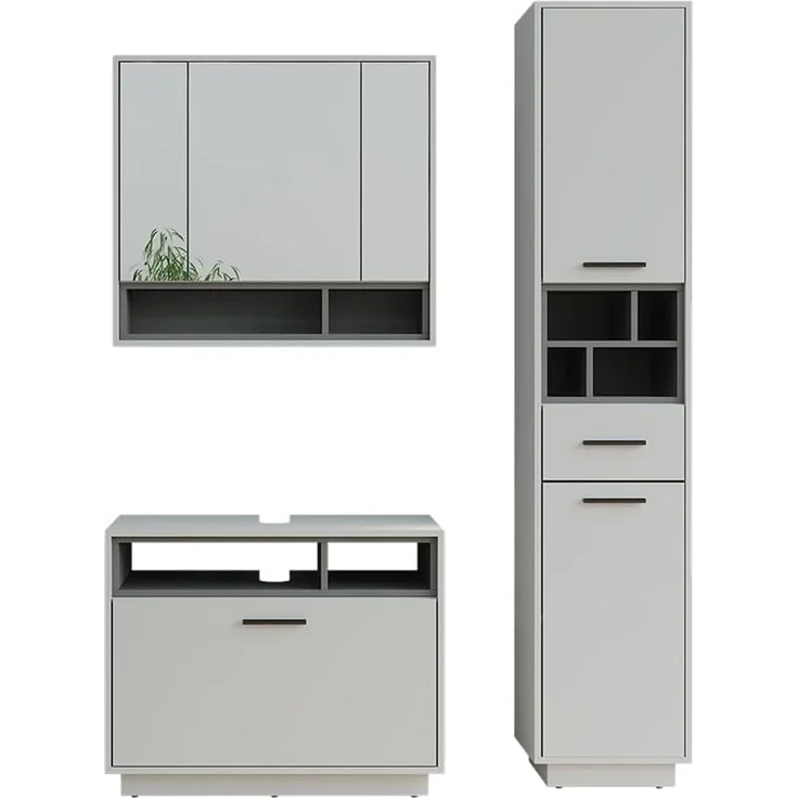 Badmöbel-Set Beatrice Grau/Anthrazit 3-teilig Vicco – Bild 1