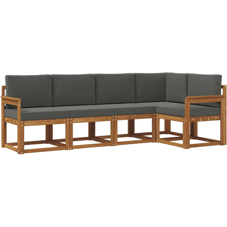 vidaXL Outdoor-Sofagarnitur mit Kissen 5 pcs Natur und Anthrazit 3366385 – Bild 2