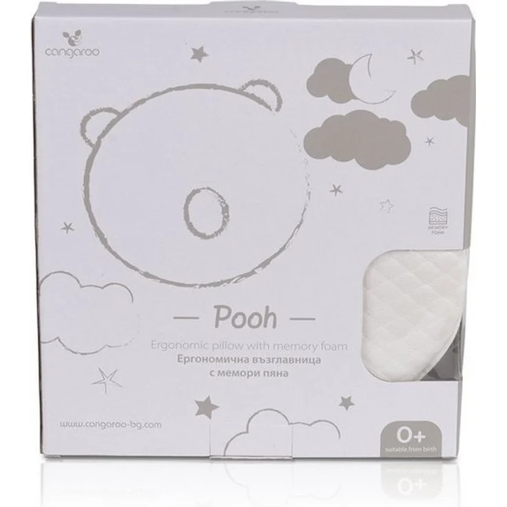 Cangaroo Babykissen Pooh ergonomisch 27 x 24 x 3 cm, Memory-Schaum, ab Geburt weiß – Bild 3
