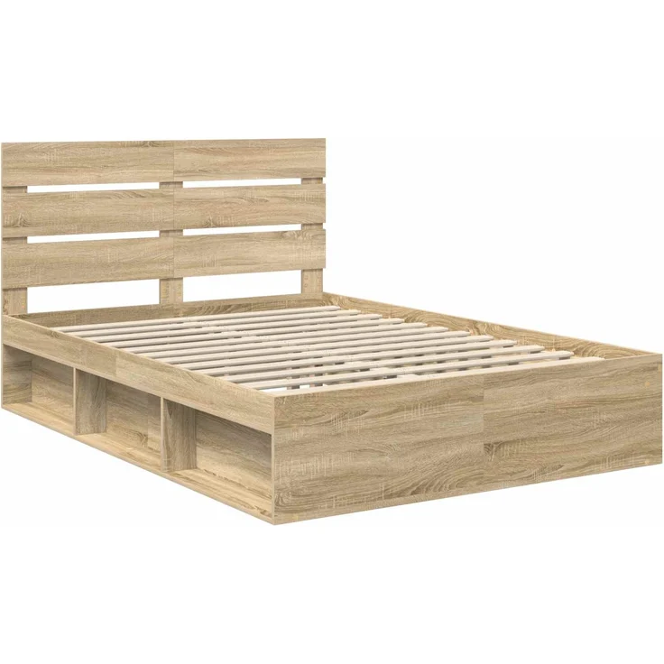 vidaXL Bettrahmen Sonoma 140 x 200 cm Massives Kiefernholz 3411738 – Bild 3