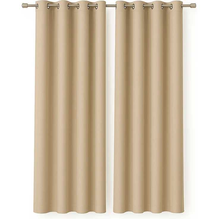 Gardine mit Ösen *** x *** cm ( Breite x Länge ) in ***, blickdichter Vorhang, Ösenvorhang in vielen Variationen 140x145 cm Beige – Bild 1