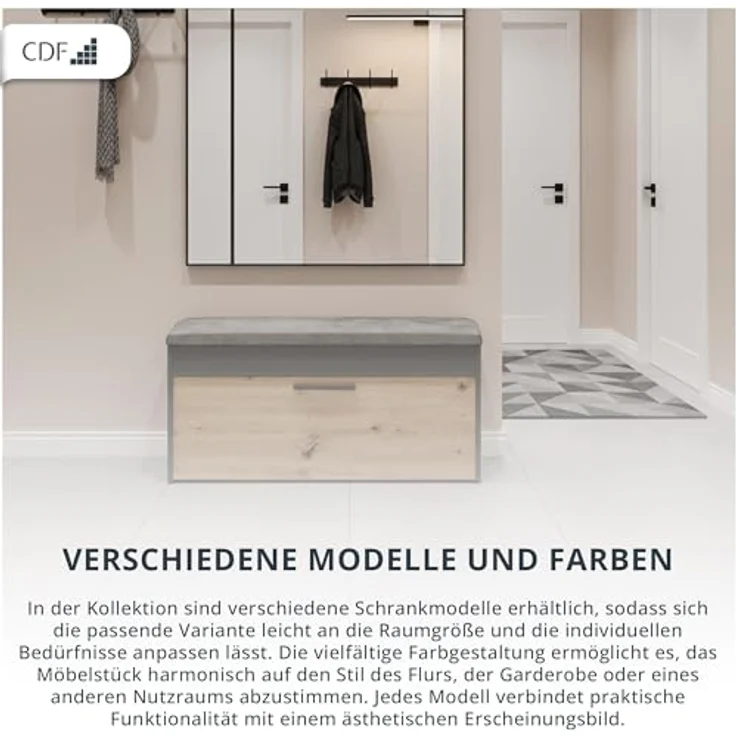 ibonto SCHUHREGAL PARMA Spanplatte Weiß (H 49 x T 35 x B 100 cm) – Bild 11
