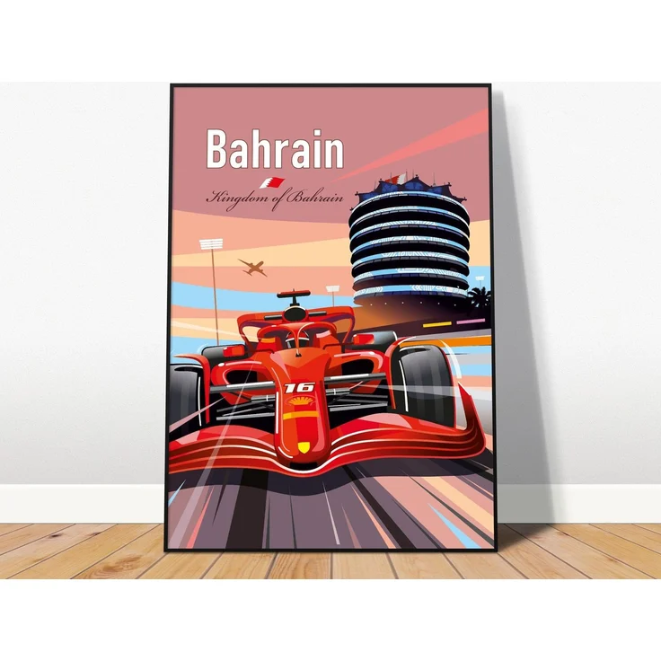 Poster Formel 1 Länder Städte Rennstrecke Rennfahrer Rennwagen · Deko Print ohne Rahmen - F Bahrain / 40x50 cm – Bild 6