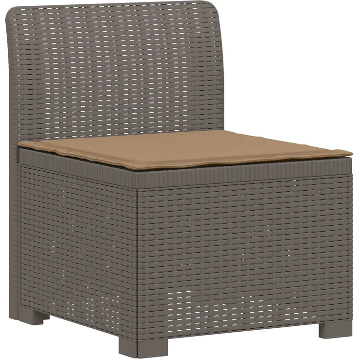 vidaXL 5-Sitzer Gartensofa mit Kissen Rattan-Look PP Hellgrau 3444084 – Bild 4