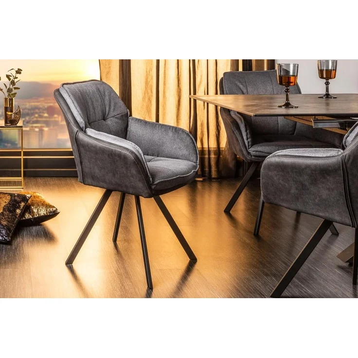 riess-ambiente Armlehnstuhl MR. LOUNGER hellbraun – Microfaser, mit Armlehne, Metall-Beine, 180° drehbar mit Rückholmechanik – ideal für Esszimmer oder Büro – Bild 5