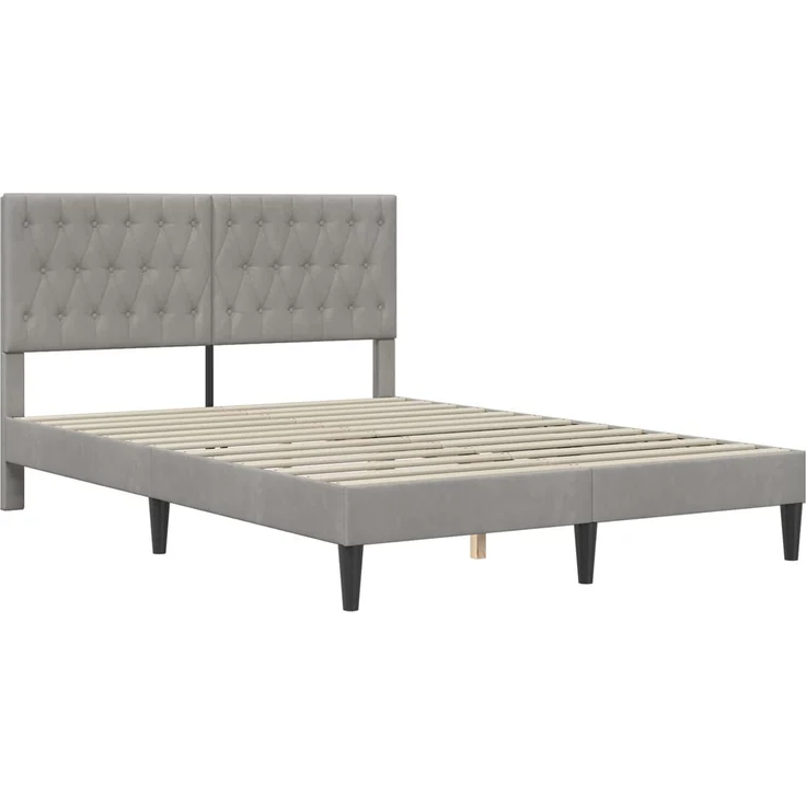 vidaXL Bettrahmen mit Kopfteil Hellgrau 140 x 190 cm Samt 42027661 – Bild 3