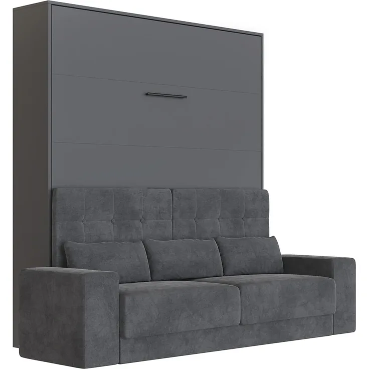 SMARTBett Schrankbett Schrankbett M1 180x200 Vertikal Anthrazit inkl. Anthrazit SOFA (Schrankbett, 2-St, Schrankbett+ Sofa)