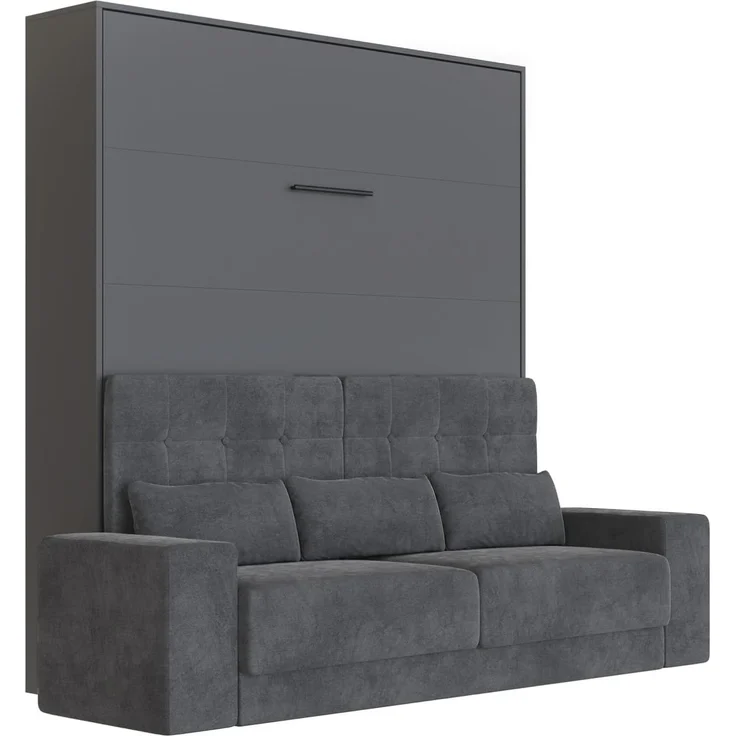 SMARTBett Schrankbett Schrankbett M1 180x200 Vertikal Anthrazit inkl. Anthrazit SOFA (Schrankbett, 2-St, Schrankbett+ Sofa)