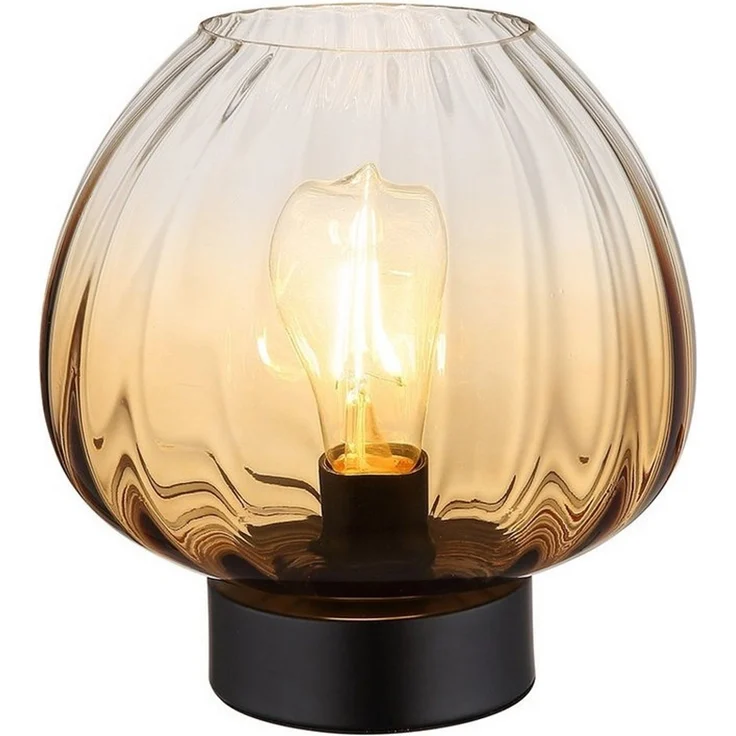 GLOBO LIGHTING Tischleuchte Solveig, ohne Leuchtmittel, bunter, gerillter Glasschirm, dekoratives Stimmungslicht, E27 – Bild 2