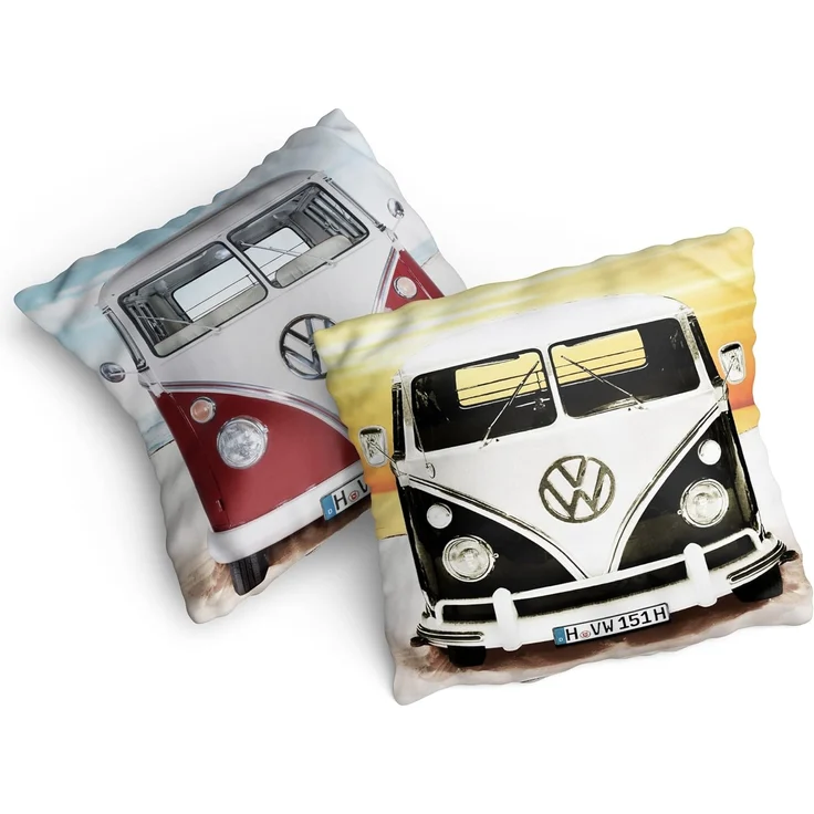 BERONAGE Dekokissen VW Volkswagen Bulli T1 Kissen 089 Beach 40 x 40 cm Kuschelkissen, passend zur Bettwäsche, ideal für Sofa, Couch, Bett, Auto, Camping – Bild 5