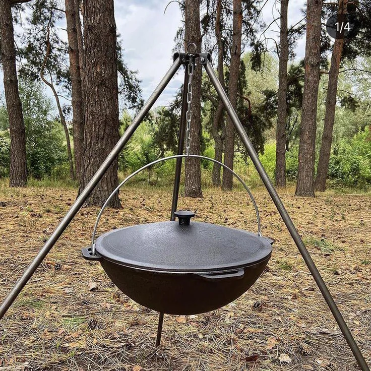 12L Kazan Schwenktopf Gusseisen Kasan mit Deckel aus Gusseisen Campingtopf Kessel – Bild 7