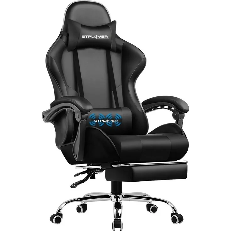 GTPLAYER Gaming-Stuhl Bürostuhl mit Massagefunktion, Fußstütze, Kopfstütze (Packung), Ergonomischer Gamer Stuhl Maximale Belastung 150 kg, 360° drehbar