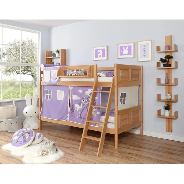 Etagenbett "Erni" Country 90x200 Buche massiv Natur